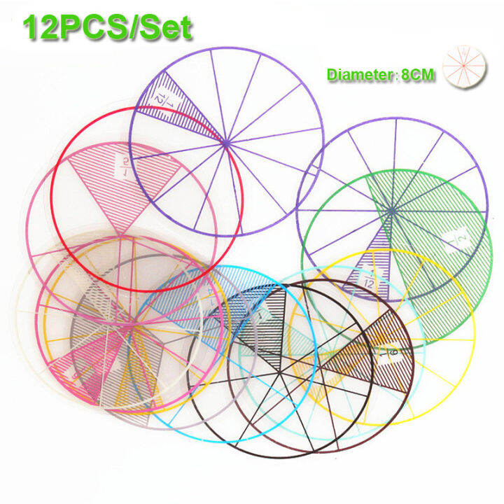 12pcs/lot Math Fractions Circles Toy Plastic Numbered Fractions Circles