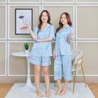 ชุดนอน Muslin pajamas  ชุดนอน  ซาติน Silk Satin ผ้านุ่มลื่น ใส่สบาย ( รุ่น T947,L947,N947)