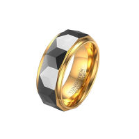 Inspirational Tungsten Gold Steel Jewelry 8mm Rhombus Polygon Carbide Men Wedding Ring