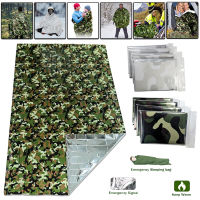 ผ้าห่มฉุกเฉิน Outdoor Survive First Aid Military Rescue Kit Windproof กันน้ำฟอยล์ผ้าห่มความร้อนสำหรับตั้งแคมป์เดินป่าร้อน-Rendd