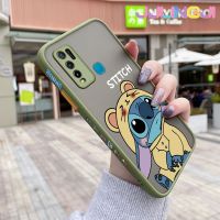 Jjlingji เคสสำหรับ VIVO Y30 Y30i Y50แฟชั่นน่ารักสติทช์บางมีน้ำค้างแข็งโปร่งใสแข็งขอบสี่เหลี่ยมกันกระแทกเคสนิ่มป้องกันคลุมทั้งหมดปลอกซิลิโคน