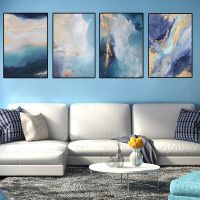 บทคัดย่อ Golden ฟอยล์โปสเตอร์-Blue Ocean Landscape Nordic Wall Art ภาพพิมพ์-ภาพวาดผ้าใบโปสเตอร์โมเดิร์น-เหมาะสำหรับตกแต่งห้องนั่งเล่น-งานศิลปะคุณภาพสูง