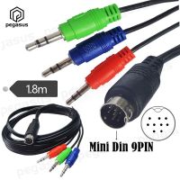 1.8 Meters Mini DIN 9-Pin Male to DC 3*3.5mm Male Adapter Cable For Audio Receivers Monitoring Equipment