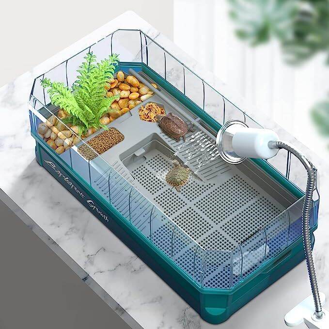 Turtle Tank with Water Filter, Turtle Aquarium, Acrylic Turtle