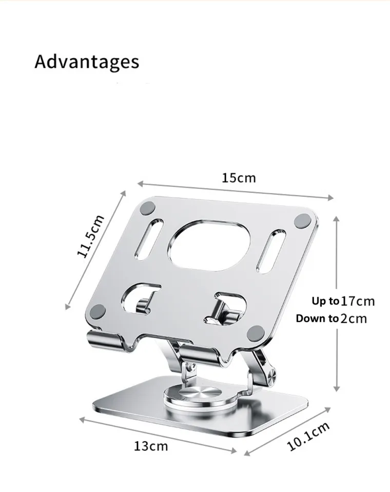 Aluminum Tablet Stand Desk Riser 360° Rotation Multi-Angle Height Adjustable