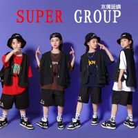 [COD] Childrens hip-hop suit boys summer loose short-sleeved vest childrens trendy clothes hiphop handsome performance