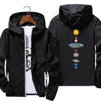 {ร้อน} ผู้หญิงผู้ชาย Cosmic Solar Planets Casual กีฬา Pilot Skin Hooded Jacket Slim Fit Coat เสื้อผ้า Oversize 6XL 7XL