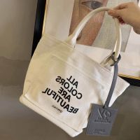 AQUA Thick Board Niche Canvas Tote Bag Korean Commuting Versatile Shoulder 2022 New Mom