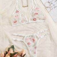 【CW】✼  Transparent Female 2 Pieces Floral Embroidery Support