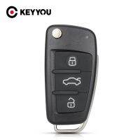 ™ KEYYOU 3 Button Folding Remote Flip Car Key Case Shell Fob For Audi A2 A3 A4 A6 A6L A8 Q7 TT Key Fob Case Replacement