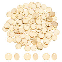 100Pcs Stamping Blank Tag Pendants Golden Flat Round Pendants 8mm Round Blank Name Tag Pendants Stainless Steel Engravable Charms Bulk for DIY Jewelry Making Hole: 1.4mm