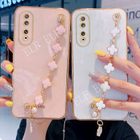 เคสป้องกันชุบไฟฟ้าแบบใหม่ Huawei Honor 90 5G / Honor 90 Lite/ Honor 70 Lite/ Nova 11 / 11 Pro / 11i พร้อมฝาปิดหลังซิลิโคนสร้อยข้อมือโคลเวอร์ Honor90เคสโทรศัพท์เบาบาง HONOR70 Lite