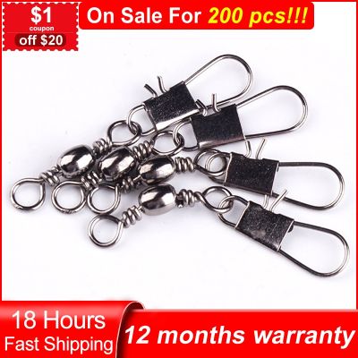 ✧♟ 100pcs/Lot Fishing Connector Snap Pin Bearing Rolling Swivel Fishing Lure Tackle Fishing Gear Qualified Carbon Steel Fish Tool