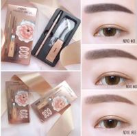 novo5146 Hot สุดๆ(ใหม่/ของแท้) โนโว Novo Eyebrow ดินสอเขียนคิ้ว แถมไส้ดินสอ + บล๊อกคิ้ว 3 ชิ้น Gold set