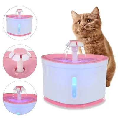 น้ำพุ USB ไฟฟ้า2L น้ำพุแมวอัตโนมัติน้ำพุที่ป้อนน้ำไร้เสียง LED สำหรับสุนัขแมว