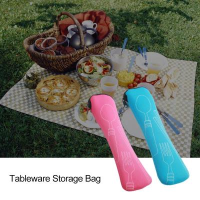 2/4/5PCS Picnic Fork Spoon Bag Portable Travel Cutlery Bag Pouch Bag Washable Dinnerware Bag Family Camping Flatware Sets