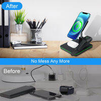 15W Fast Speed Black 3 In 1 Magnetic Wireless Charger Stand สำหรับ 12สำหรับ 6 5 4 3 Pro สถานีชาร์จ