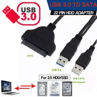 USB 3.0 to SATA 7+15 Pin 22 For 2.5" HDD Hard Disk Drive With USB Power Cable