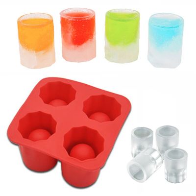 4 Cup Shape Silicone Ice Cube Mold Shot Glass Ice Mould Ice Cube Tray Summer Bar Party Beer Ice Cocktail Cold Drinking Tools Ice Maker Ice Cream Mould