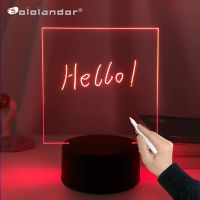 Drawing Board Night Light Blank Acrylic Boards Erasable Message Board Lamp Desktop Ornament Bedroom Decoration Gift Black Base