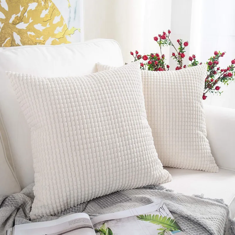 Two Solid White Pillow Covers White Throw Pillows White Couch