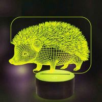 Gfh ไฟกลางคืนลายเม่น3D รีโมทคอนโทรล USB LED 16เปลี่ยนสีได้ตกแต่งโต๊ะโคมไฟตั้งโต๊ะของขวัญคริสต์มาสวันเกิดสำหรับเด็ก