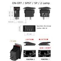 สวิทช์เปิดปิด 5 Pin 12v 24 V สีเขียวและสีแดงสําหรับเรือรถบังคับ