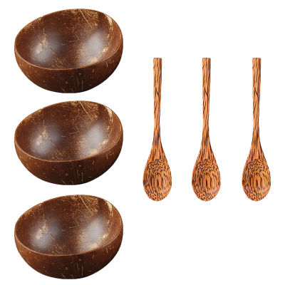 12-15cmNatural Coconut Bowl protectionwooden bowl Coconut Wood tableware Spoon Set coco smoothie Coconu Kitchen Environmental