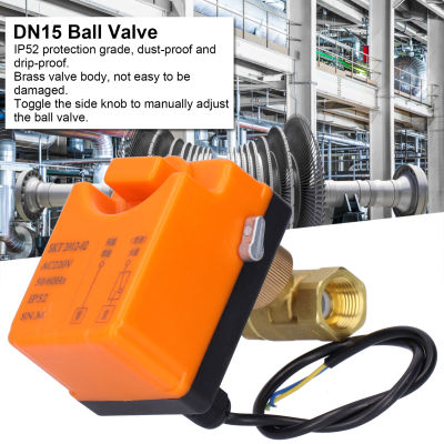 DN15 2-Way Electric Ball Valve 2-Wire Normal Closed Manual Adjustment Valve IP52 Protection AC220V
