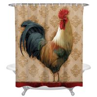 Farm Vintage Rooster Texture Shower Curtain Home Bath Decorative Waterproof Polyester Fabric Bathroom Curtain