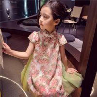 Broken beautiful slim skirt girl summer thin section temperament of Chinese wind children improved cheongsam qipao dress the girls