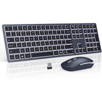 Wireless Backlit Keyboard And Mouse Combo 2.4G USB Silent Keyboard And Mouse Rechargeable Full-Size Slim Keyboard &amp; Mouse Set