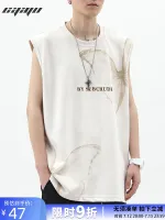 original American retro butterfly print suede sports vest vest mens summer trendy brand loose couple sleeveless t-shirt