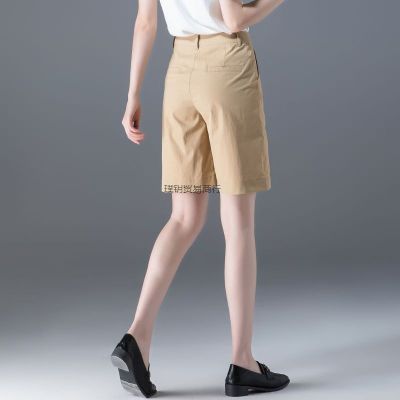กางเกงขาสั้นสีกากีผู้หญิงฤดูร้อนแบบบางพลัสไซส์ชุดสูทลำลองผู้หญิงกางเกงห้าส่วนเรียบหรู
