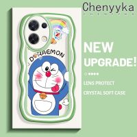 Chenyyka เคสสำหรับ OPPO Reno 8 5G Reno 8 Pro 5G เคสโดราเอมอนน่ารักใหม่ มาการอนคลื่นขอบกันกระแทกแบบใสนิ่มเคสมือถือโปร่งใสกล้องถ่ายรูปที่สร้างสรรค์เคสซิลิกาเจลฝาครอบป้องกัน