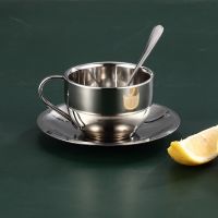 hotx【DT】 Cup 6oz，With a tray and spoon，Teacup setSuitable for coffee latte cappuccino tea cocoa cereal hot