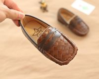 New Design Square-toe 2-6 Years Old Kids Shoes Boys Slip-on Soft Leather Flat Shoes