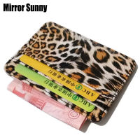 WA023 New Arrivals Small Mini Leopard Pattern PU Leather Bank Business Id Card Holder Wallet Case For Men Women With 6 Slots Card Holders