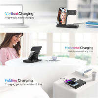 30W 3 In 1 Wireless Chargers Stand พับได้สำหรับ X 11 12 13 14 Pro Max Fast Charging Dock Station สำหรับ