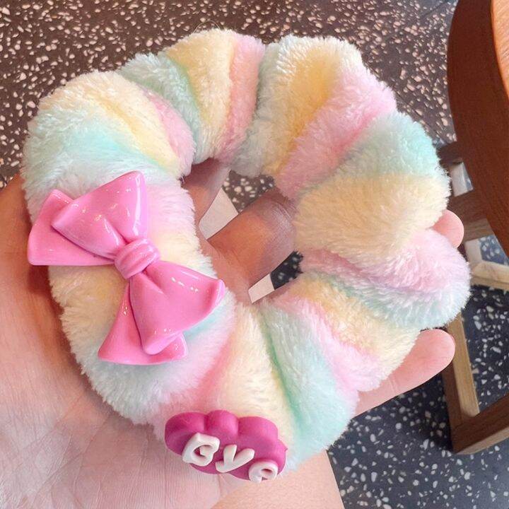 ident-สีทึบทึบ-ตุ๊กตาบาร์บี้-scrunchie-ตุ๊กตาผ้าพลัฌ-แฟชั่นสำหรับผู้หญิง-เชือกรัดผม-ของใหม่-หางม้าหางม้า-ยางรัดผม-สำหรับผู้หญิง