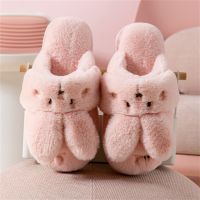 Cute Cartoon Winter Cotton Slippers For Women Non-Slip Fun Animals Plush Home Slippers Men Indoor Soft Dual Purpose Shoes