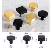 4Pcs/Lot Brushed Gold Matte Black Aluminum Round Hex Square Furniture Cabinet Cupboard Drawer Knob