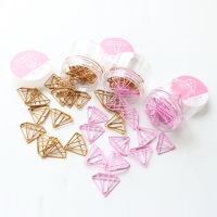 Domikee cute kawaii gold pink diamond shape office school index paper clips bookmark set metal memo organizer clips stationery