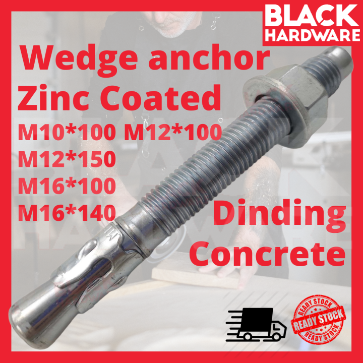 Black Hardware M12 150 Zinc Industrial Contractor Wall Concrete ...