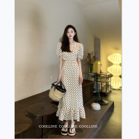 NE Lin Zixi COOLLI Anne Frank Dary ชุดกระโปรงสั้นเสื้อ2022แขนพัฟฝรั่งเศสลายชุดเดรสมีจุด