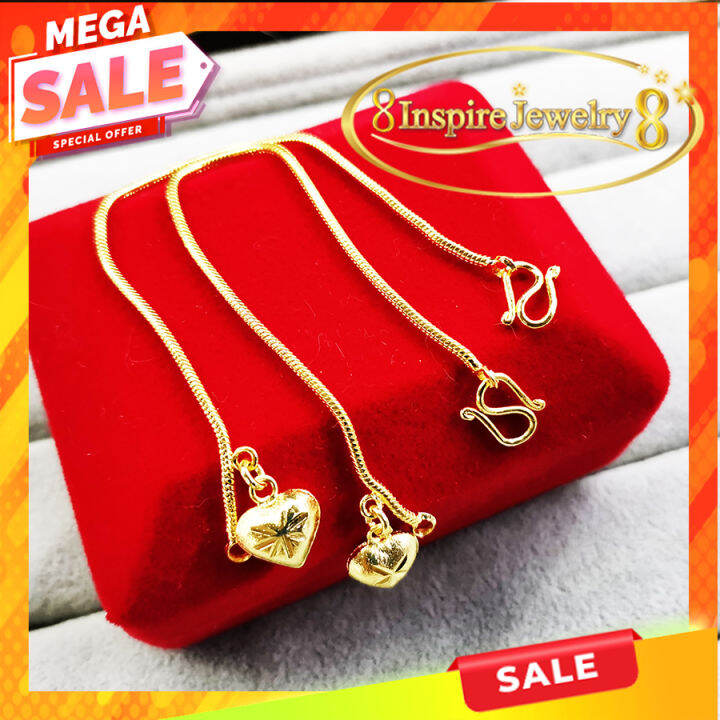 inspire-jewelry-สร้อยข้อมือเด็กลายกระดูกงูกลมขัดมัน-สำหรับเด็ก-ห้อยหัวใจตอกลาย-ยาว-12-5-cm-พร้อมถุงสวยหรู-มีสองเส้น-หรือเส้นเดียวให้เลือก