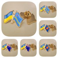 Ukraine and Aruba ASEAN Association Australia Double Crossed Friendship Flags Brooches Lapel Pins Bradges