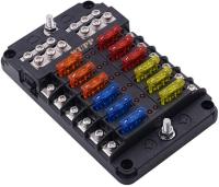 12 Circuits with Negative Bus Fuse Box Holder for Car Marine RV Truck DC 12-24V for car boat camper waterproof Fuses Accessories