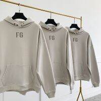 เสื้อกันหนาวสายหลัก FG Flocking มีฮู้ดไฮสตรีทแฟชั่นแบบหลวมตัดหมอกผ้าคอตตอนสำหรับทั้งหญิงและชาย