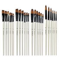 MARRIITT 6Pcs/Set ทูโทน ชุดแปรงผมไนล่อน อุปกรณ์วาดภาพระบายสี มุกสีขาว ชุดแปรงทาสี อุปกรณ์เสริมศิลปะ ไม้เสาไม้ แปรงทาสีศิลปะ สำหรับผู้เริ่มต้นเรียนรู้